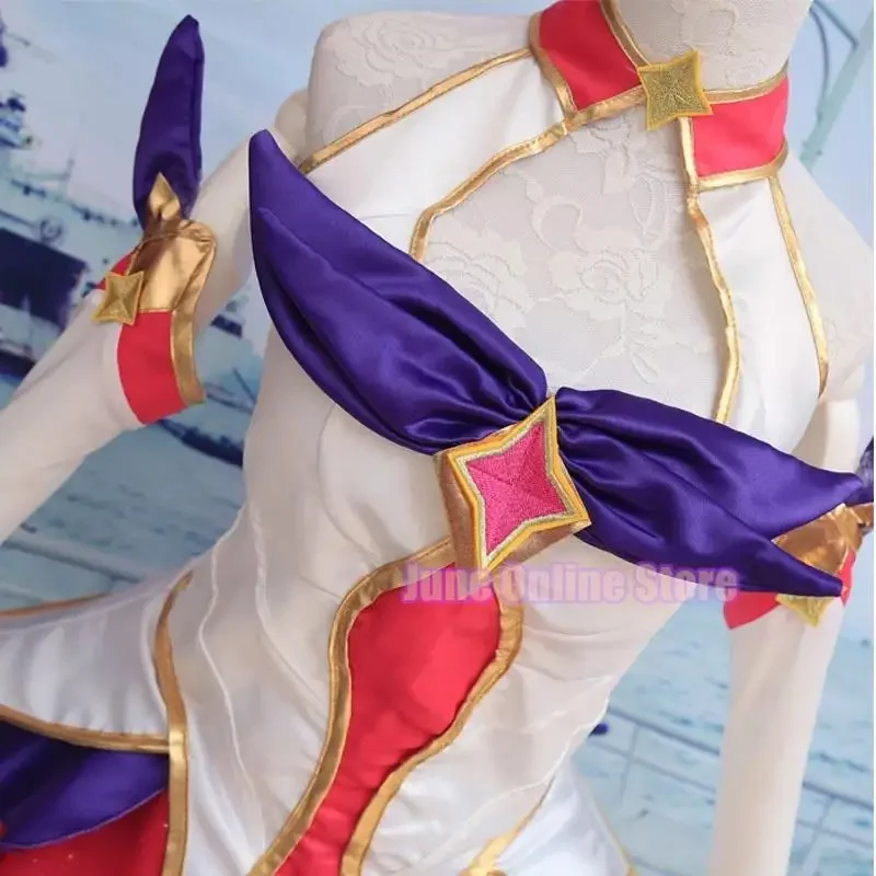 Anime game LOL star guardian Ahri cosplay costumes set Magic Girl The Nine-Tailed Fox cosplay dress full set top skirt