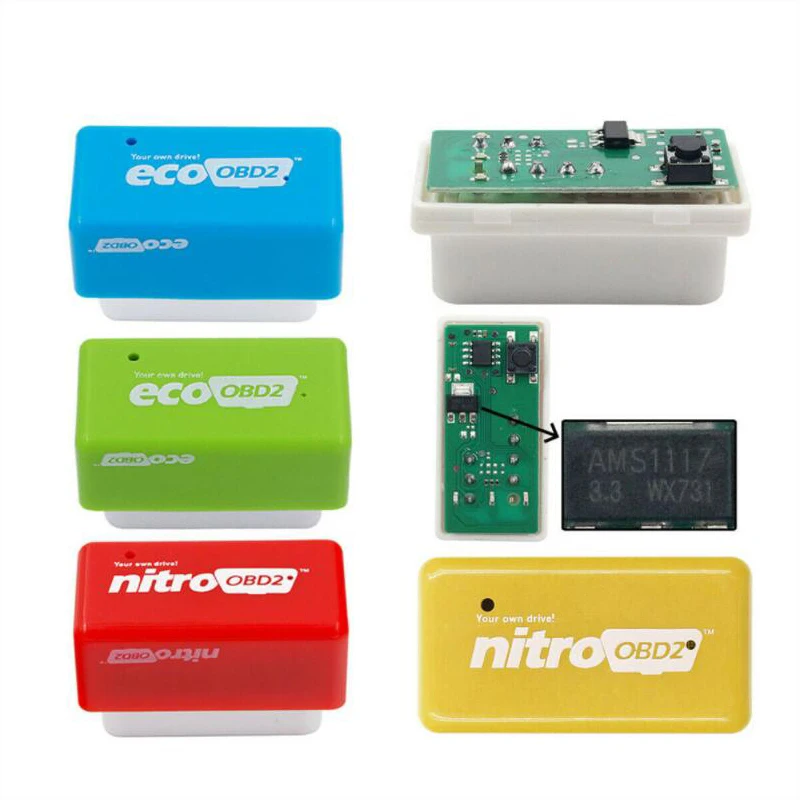 Car Truck 4 Colors 15% Fuel Saving EcoOBD2 For Gasoline Vehicles ECO Nitro ECO BD2 More Power ChipTuning Box Nitro ECO OBD2