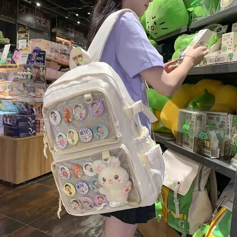 Mochila transparente Kawaii Itabag Y2K para chico, mochilas escolares de gran capacidad con exhibición Ita para estudiantes universitarios JK