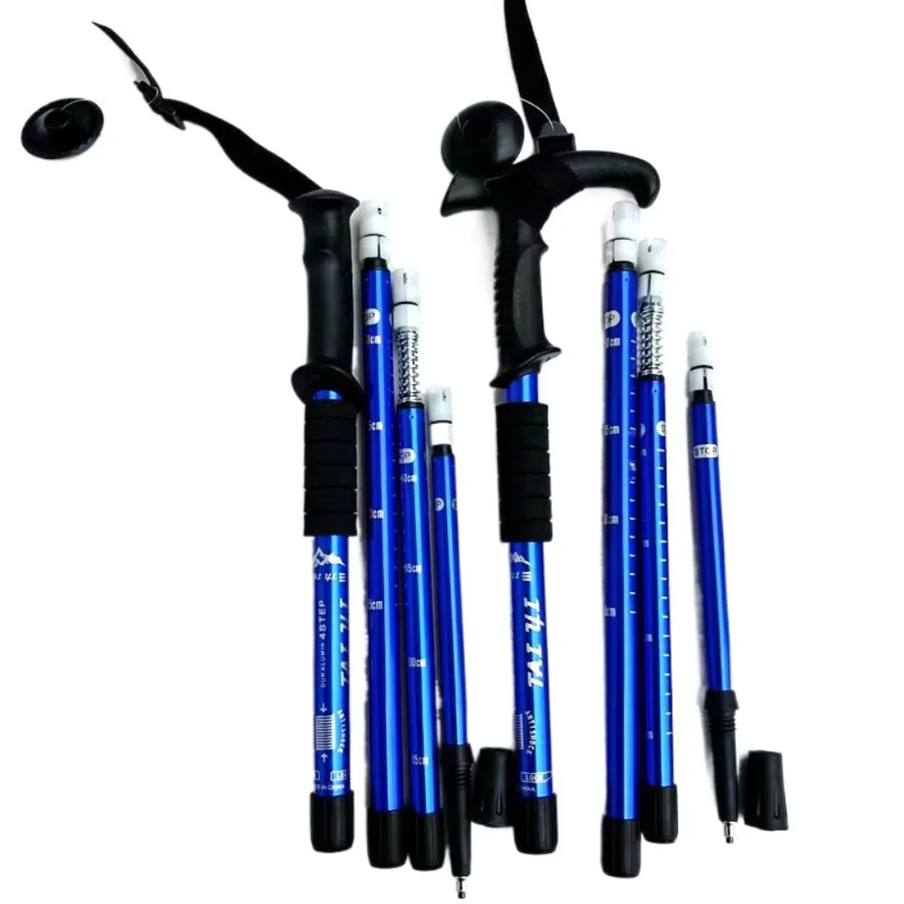 

4 Section Trekking Poles Non-slip Folding Walking Stick Multifunction Wear-resistance Foldable Crutches Daily Tasks