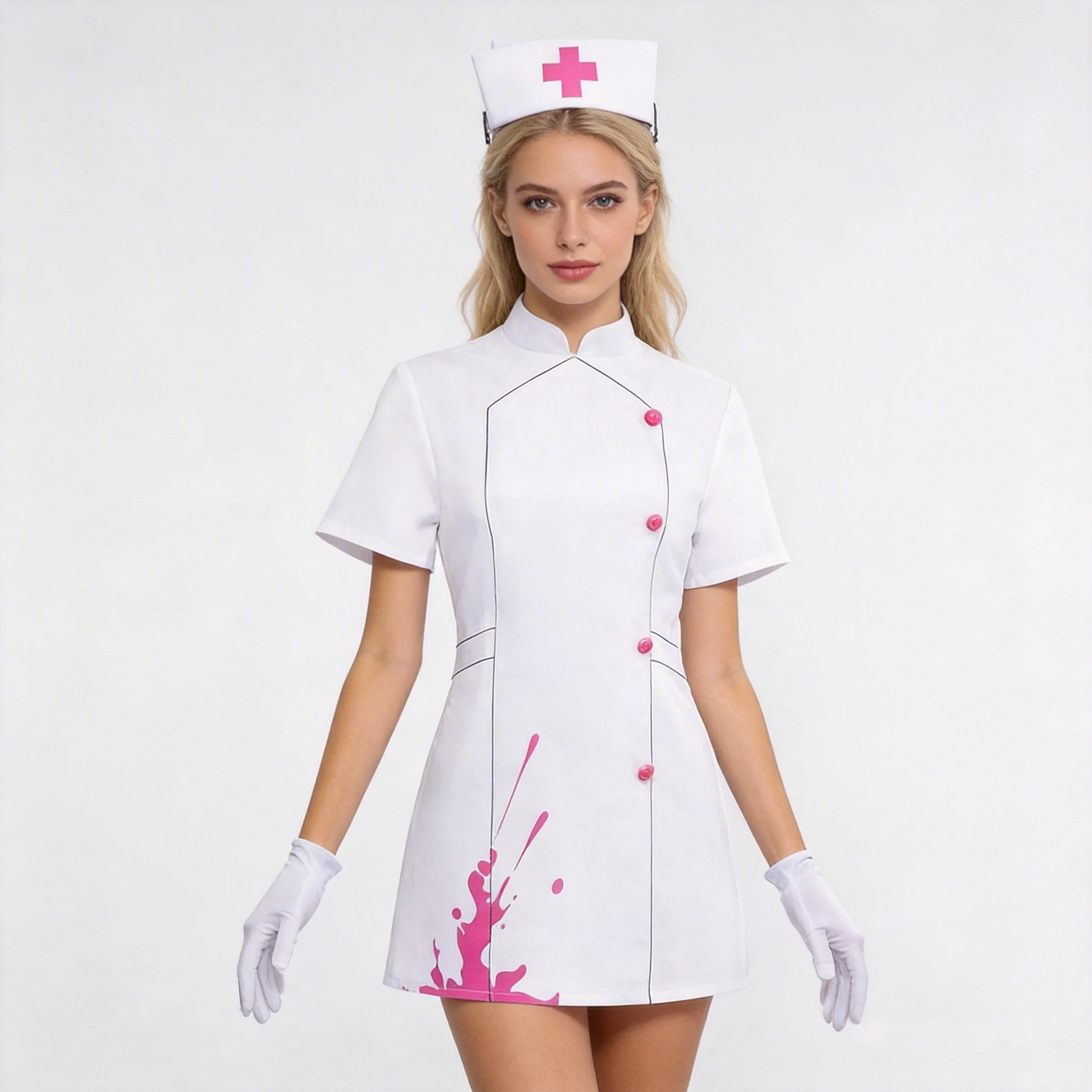 

Female pink nurse cosplay uniform set, Halloween, sexy party stage nightclub, breathable and comfortable, slim fit style