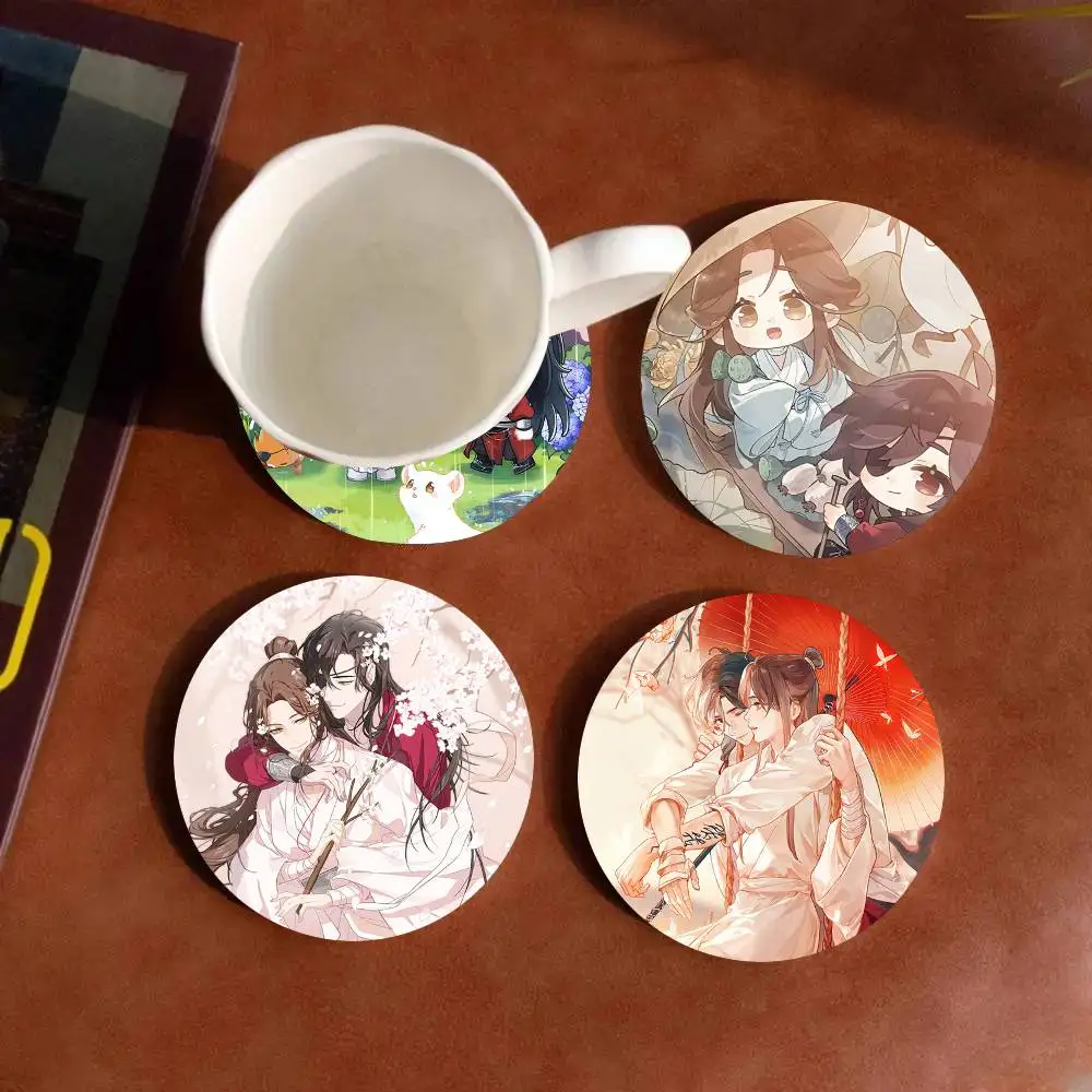 Anime Heaven Officials Blessing Round Wooden Coasters Suitable For Restaurants And Coffee Home Gift Choice Holidays