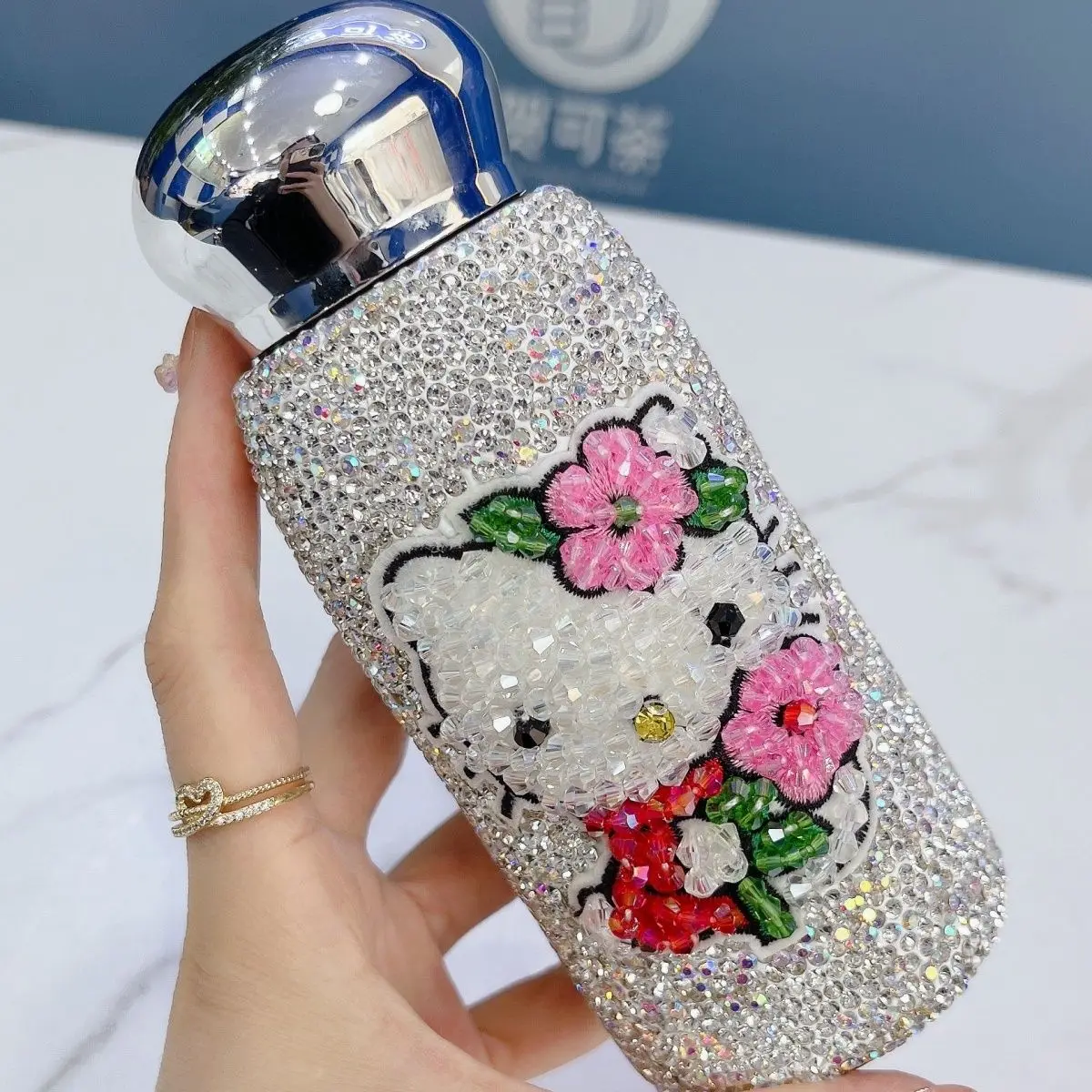 Sanrio Hello Kitty Stuff Kawaii Girl Thermos Cup Cooler Cup Diamond Cup Cartoon The New Fashion Creativity Good Looks Portable