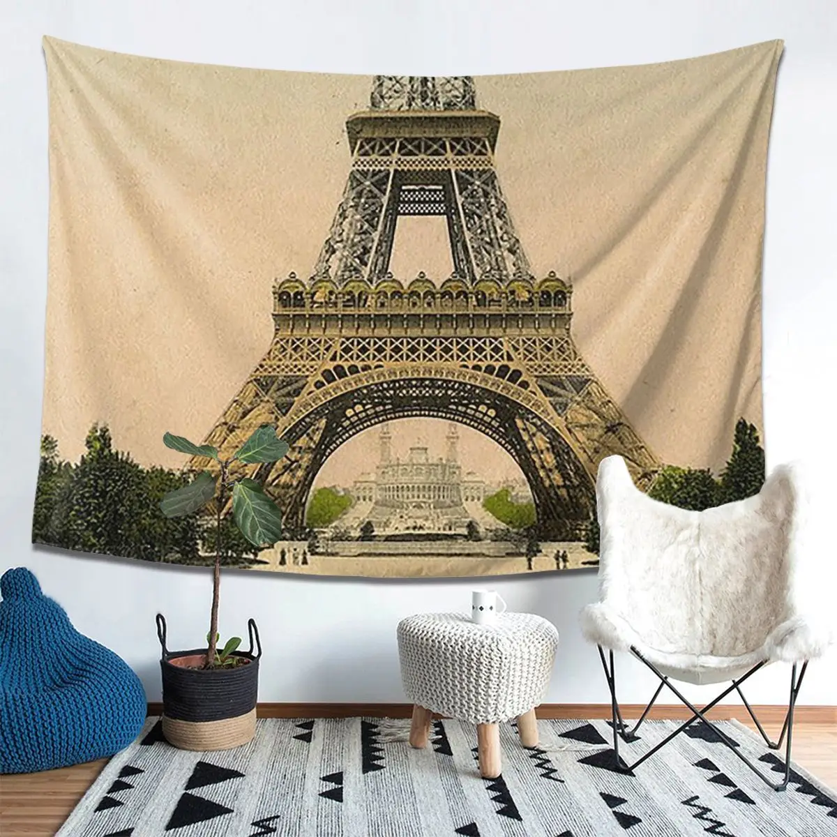 

Эйфелева башня, винтажная французская открытка, гобелен, декор, художественные эстетические гобелены для гостиной, спальни, дома, настенная ткань, настенная подвеска
