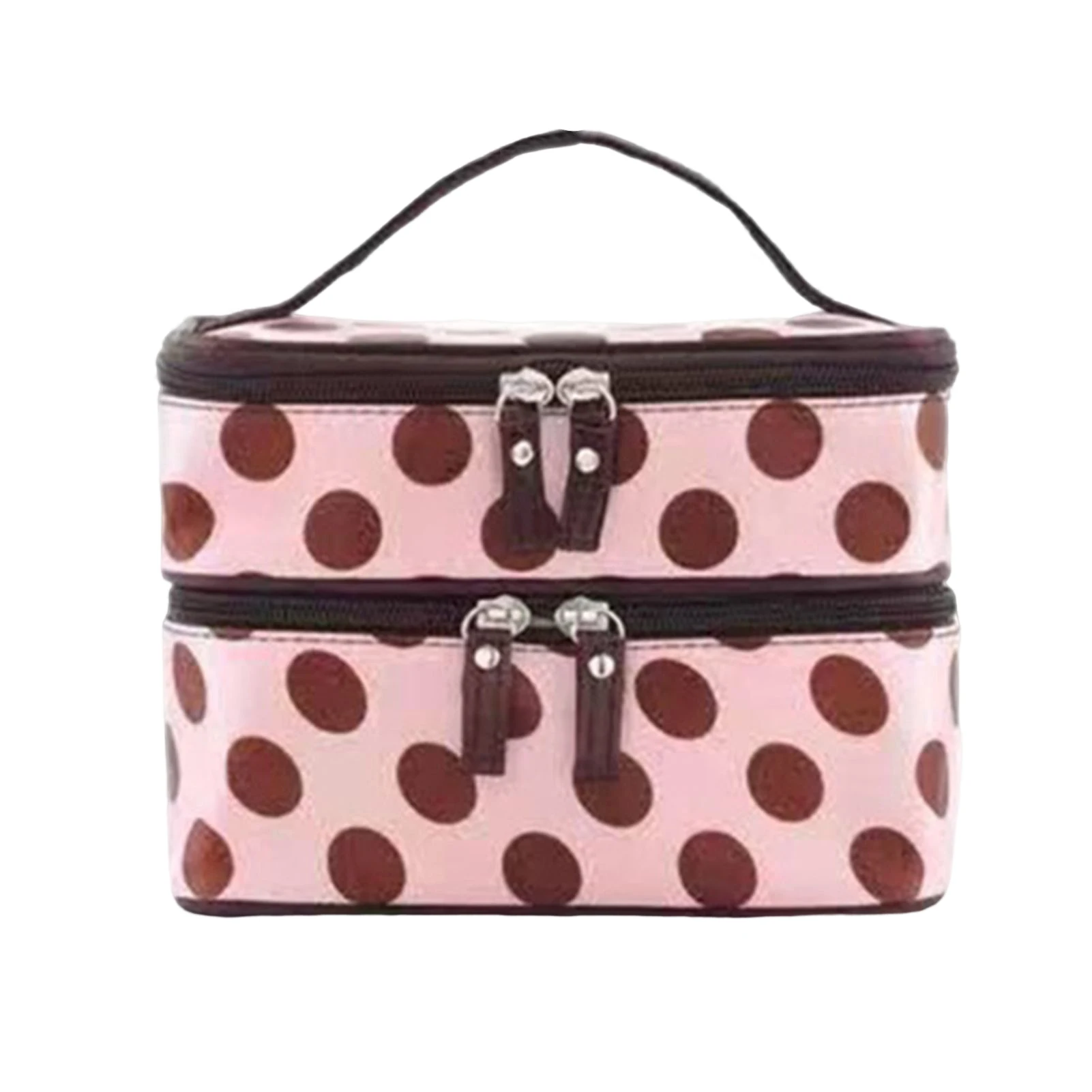 Portable Double-layer Cosmetic Bag Waterproof 2 Way Zipper Storage Bag for Friend Family Neighbors Gift