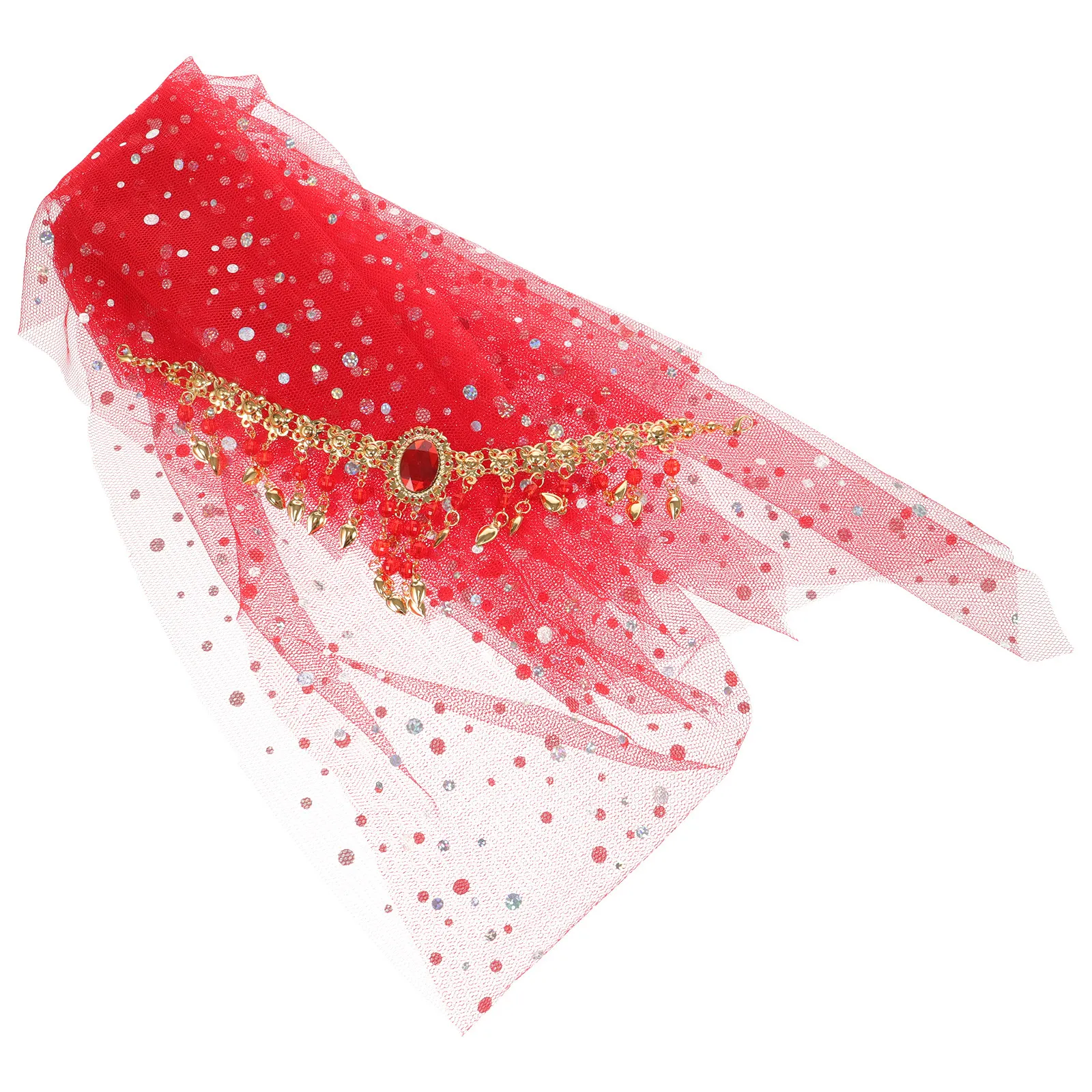 1セットヘッドピースベールセットエスニックダンスアクセサリー軽量エキゾチックフェイスベールベリーダンスパフォーマンスコスチュームパーティー用