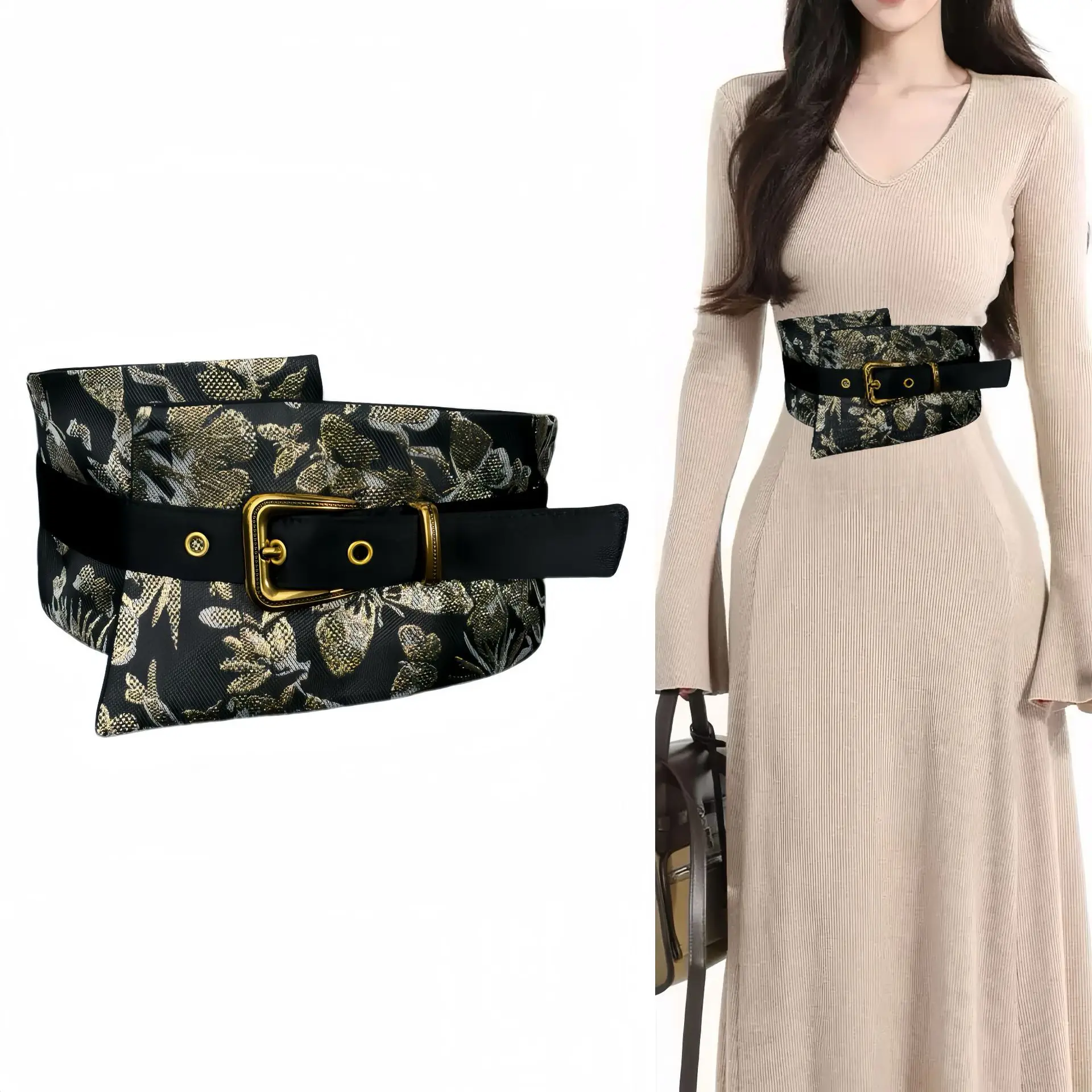 Women Retro Belt Wide Design Sense Ethnic Style Decorative Dress All match Coat Waist Seal High end Fashion New Chinese For 2026