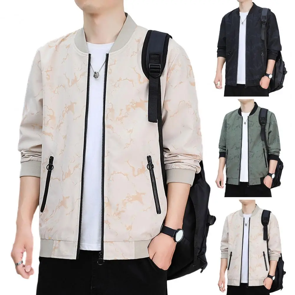 Lightweight Work Jackets Men‘s Classic Tunic Style Pocket Bomber Jackets Full Zip Spring Fall Jacket Outwear