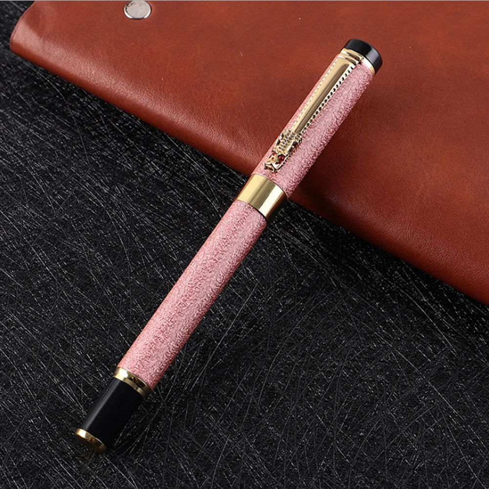 Classic Metal Luxury Dragon Crystal Ink Fountain Pen Business Men Signature Writing Pen School Office Stationery Gift Ink Pen