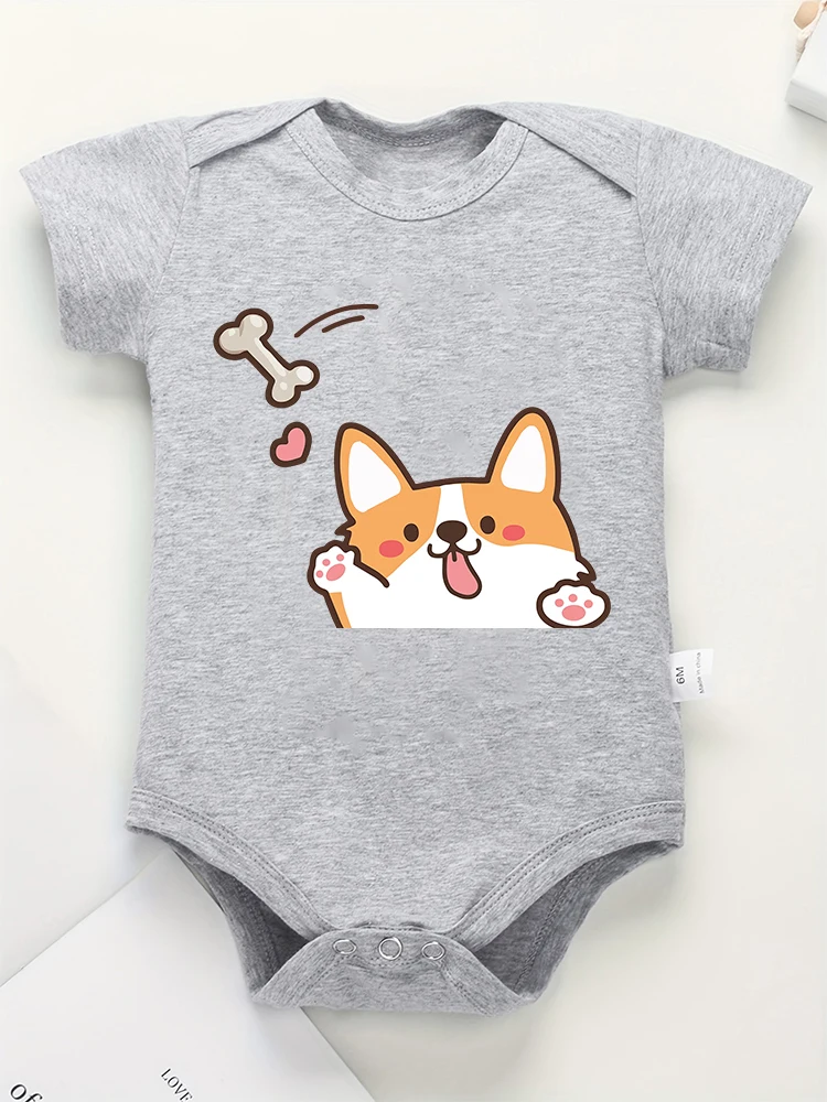 Kawaii Dog Print Baby Girl Clothes Onesie Comfortable Soft Cotton Ropa De Bebé Pink Cute Newborn Bodysuit Cheap Fast Delivery