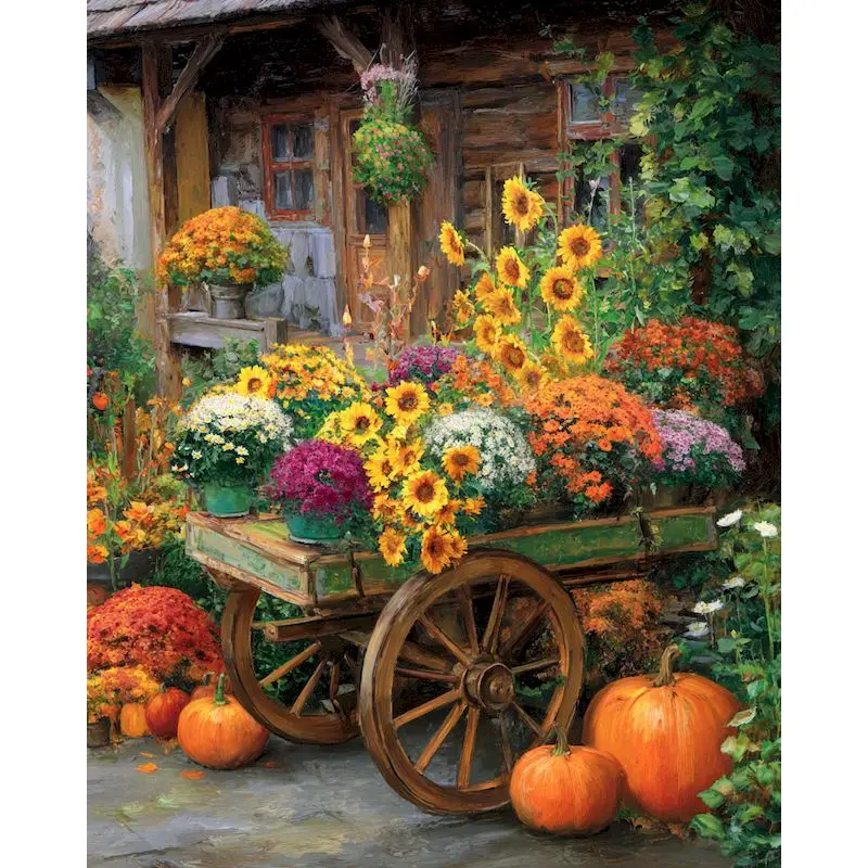 

GATYZTORY Oil Painting By Numbers Landscape Coloring By Numbers Gift Handicrafts Pumpkin Carriage Pictures Paint Kit Home Decors