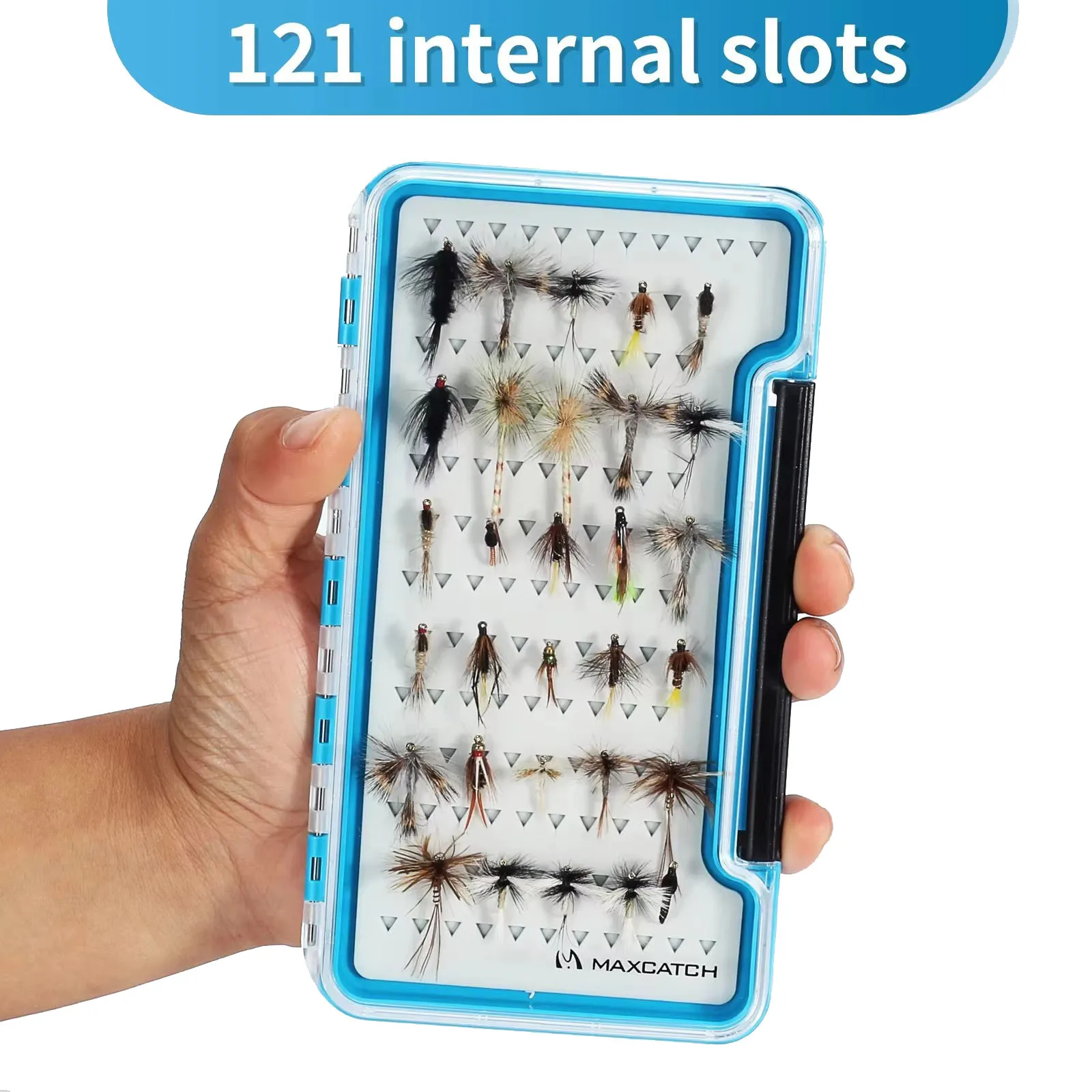 MAXIMUMCATCH UltraSlim Fly Box – 0.6in Profile Polycarbonate Shell + Anti-Rust Silicone Matrix for #18-24 Flies Fishing Box