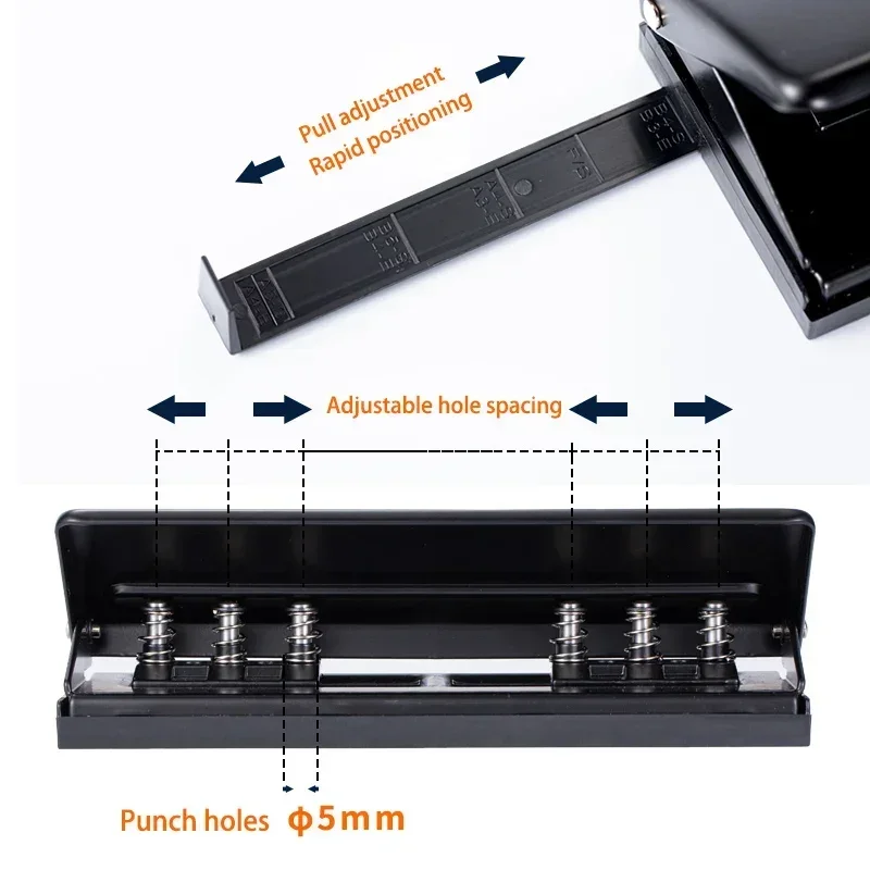 Portable 5mm DIY Notebook Adjustable Loose-leaf Blue/pink/black Core Paper Diameter Puncher Inner Punch 6-hole