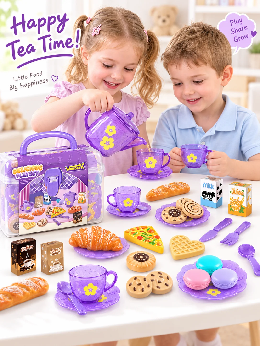 Kids Outdoor Kitchen Accessories - Tea Party Play Set Portable Storage