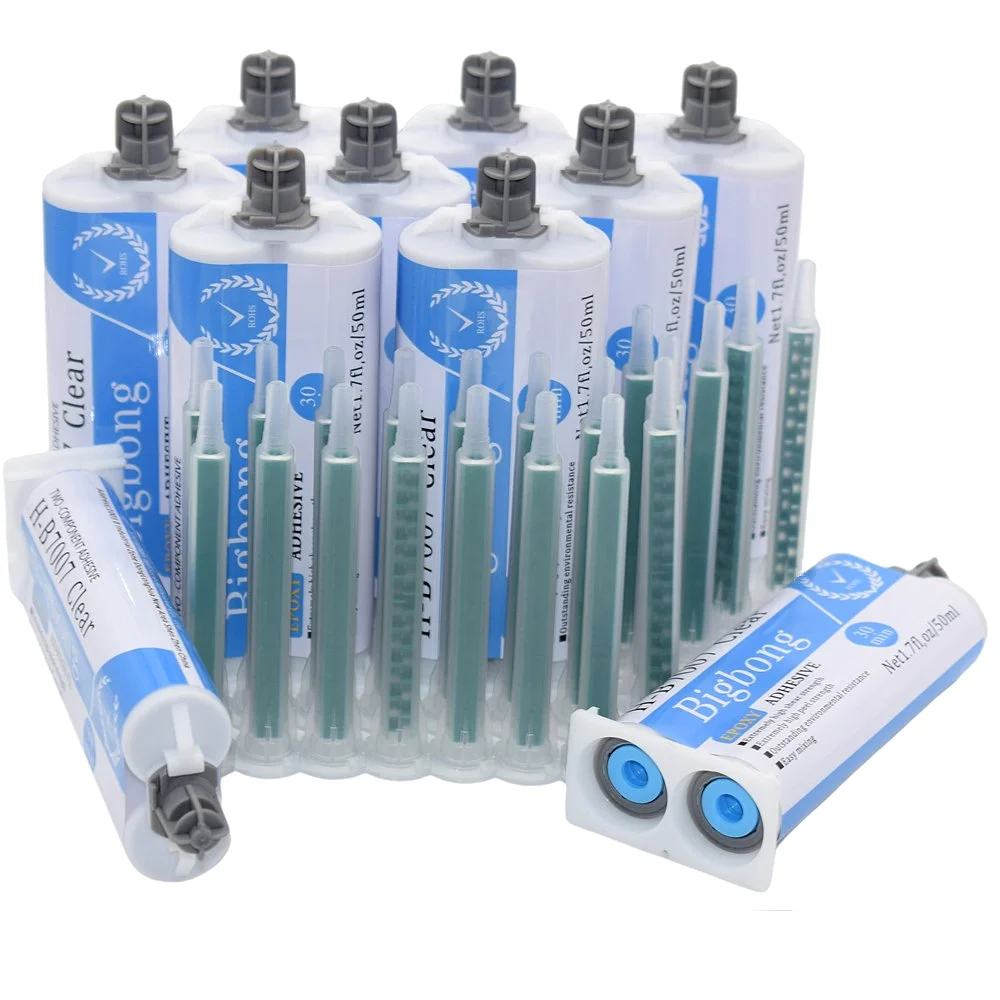 

10pcs Epoxy Resin 50ml Two Component Adhesives 1:1 Transparent AB Glues Curing Time 30 Minutes with 20pcs Static Mixing Nozzles