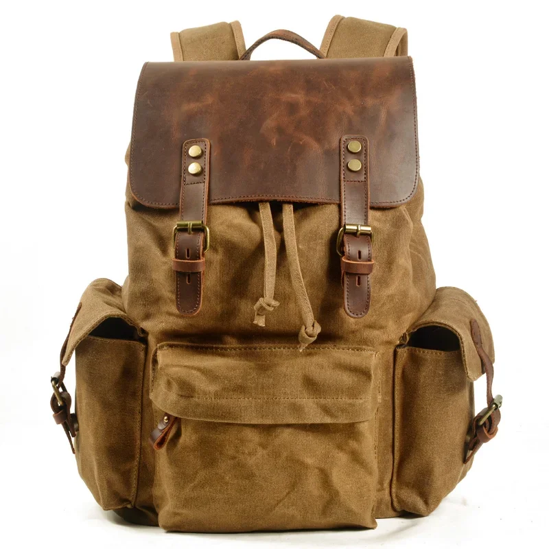 

Chikage Fashion Trend Men's Canvas Backpack Simple Leisure Unisex Backpack Personality Multi-function Commuter Computer Bag