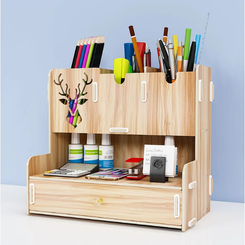 Creative Pen pencil holder Receiving Box Desktop Learning Penholder Office desk organizer storage rack supplies wood ZM902