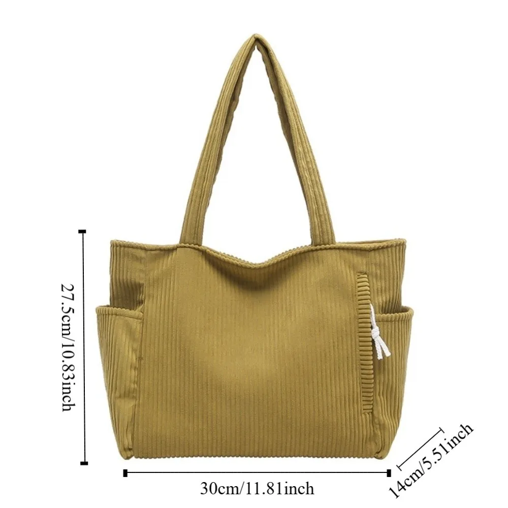 حقيبة يد كاجوال ذات سعة كبيرة وحزام كتف مع سحاب للإغلاق وحقيبة كتف ترفيهية بلون سادة #5