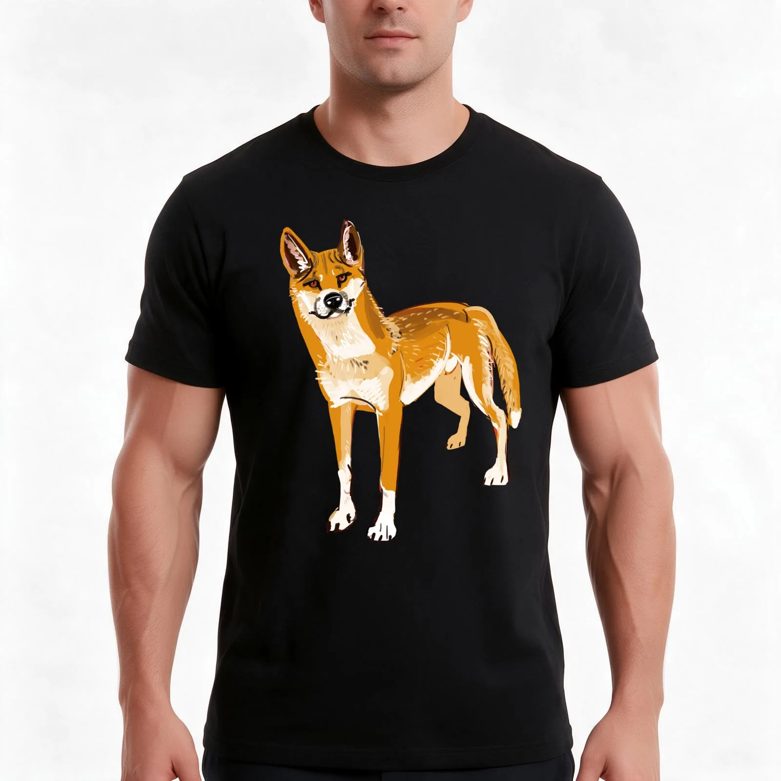 Ginger desert dingo T-Shirt, Summer Casual Cotton Tee, Oversized Streetwear Tops, Vintage Graphic Print, Loose Fit Short Sleeve