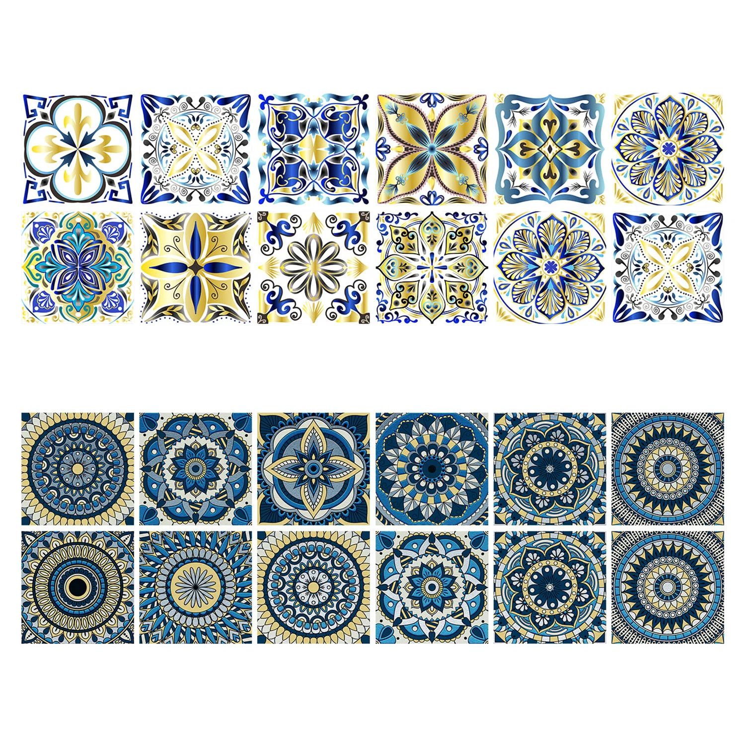 24 Stück europäische Mandala wasserdichte selbst klebende Wanda uf kleber Fliesen aufkleber PVC Küche Schlafzimmer Wohnkultur Tapete – Detail 5
