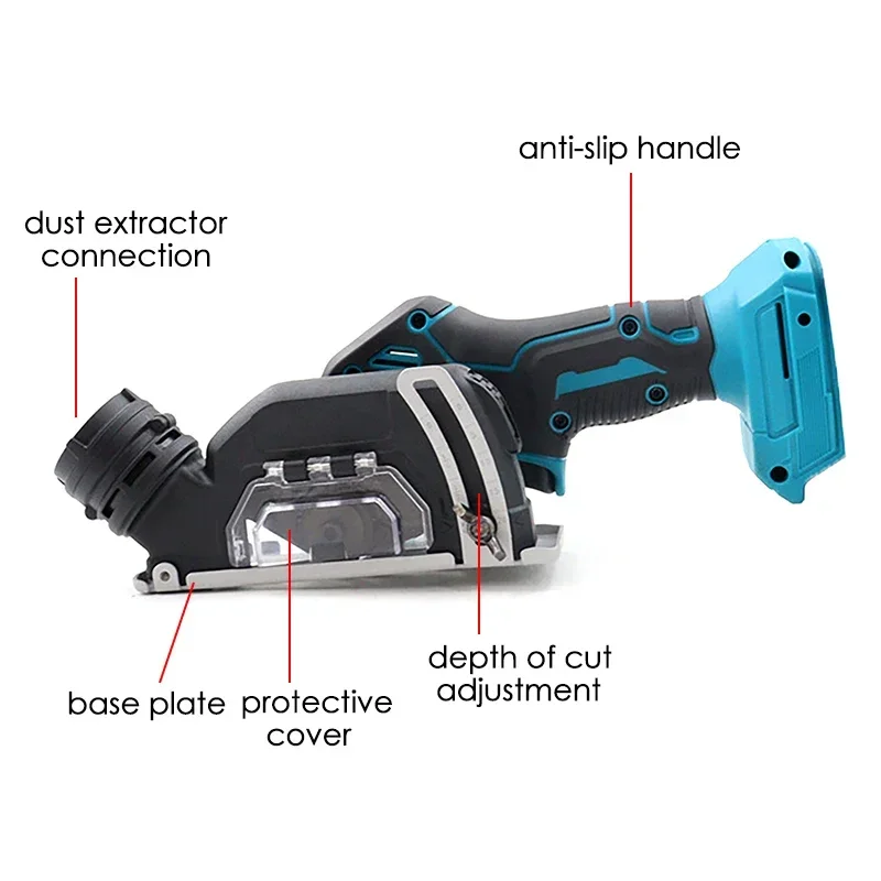 3 Inch Mini Angle Grinder Cordless Electric Cutting Circular Saw Woodworking Cutter Power Tool for Makita Battery (NO Battery)