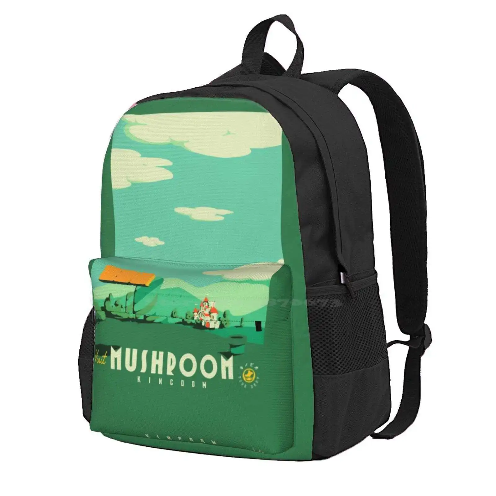 Visit Mushroom Kingdom Hot Sale Schoolbag Backpack Fashion Bags Vintage Travel Retro Adenture Greetings Explore Pop Culture