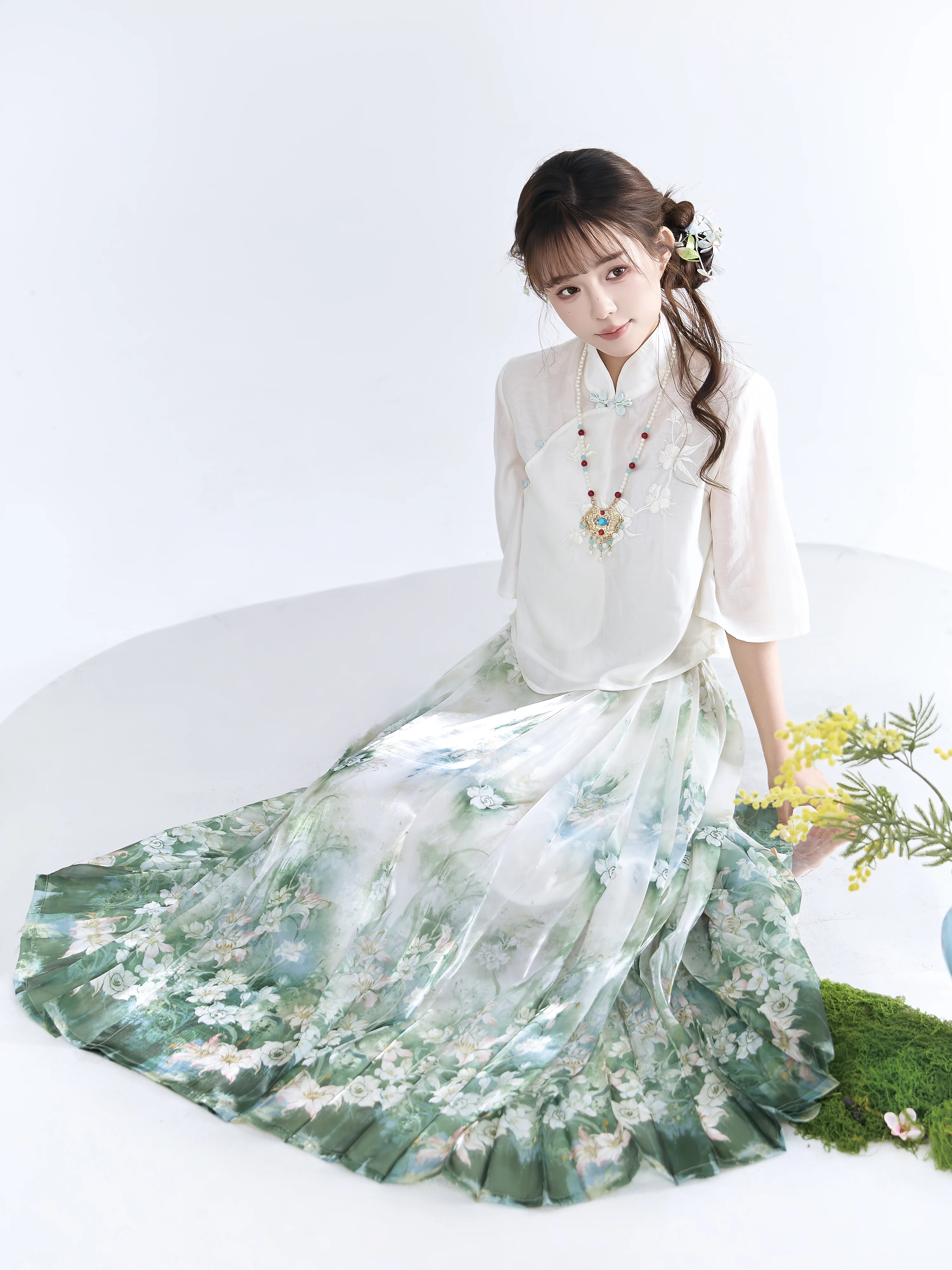 Original Hanfu Top Light Printed  Tail Skirt Women's Style New Arrival 2026 Spring Season Thin Material Traditional Chin...
