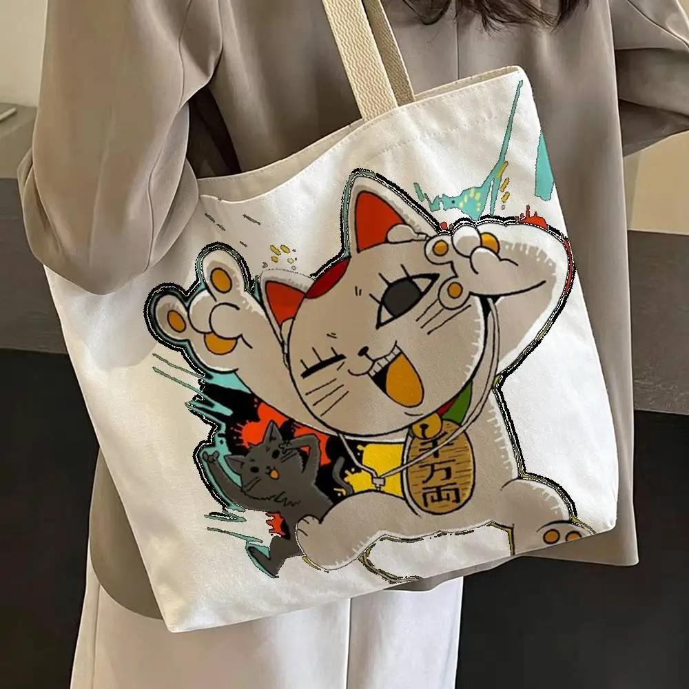 Cute cat T-Turbo Granny D-DANDADAN Print Canvas Tote Bag Handbag For Daily School Commute Casual Shoulder Bag