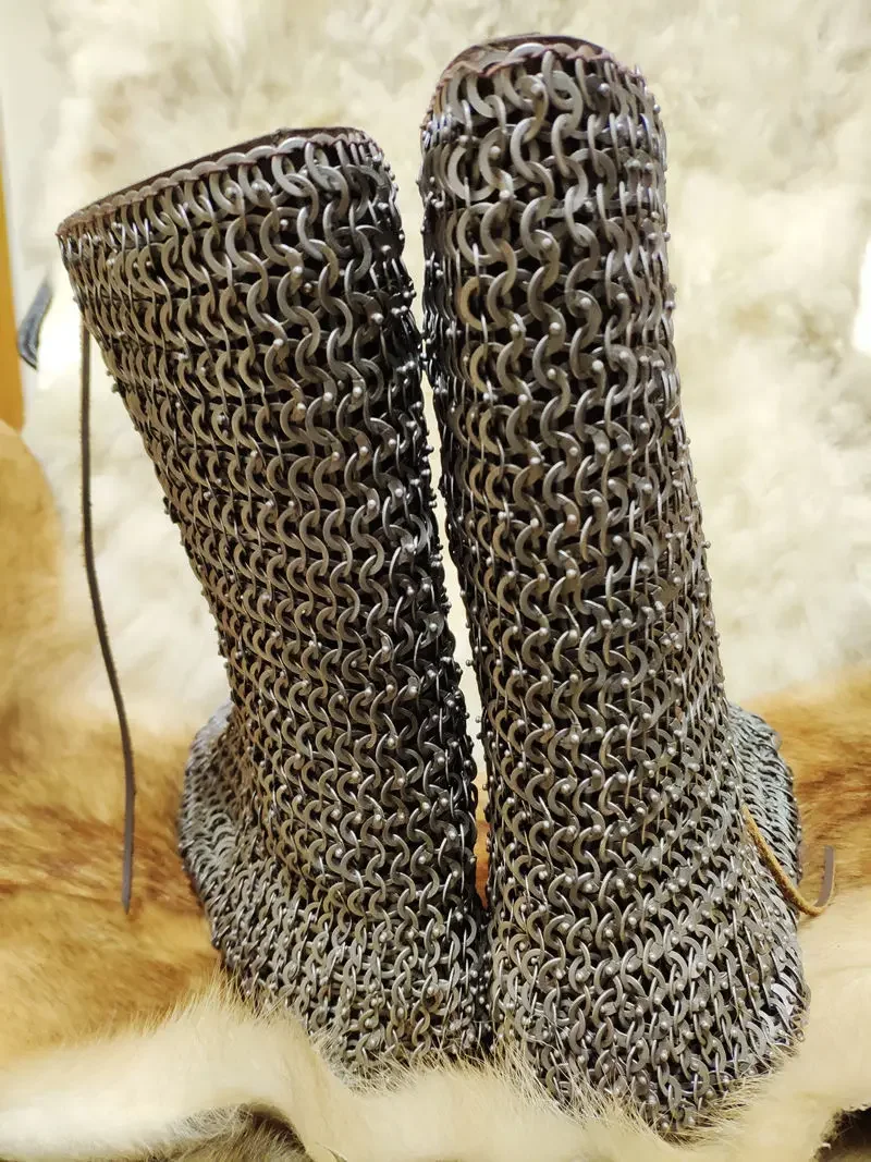 European Medieval Crusader Knight Boots Chainmail Heavy Armor Shoes Wearable Middle Age Larp Historical Reenactment Cosplay