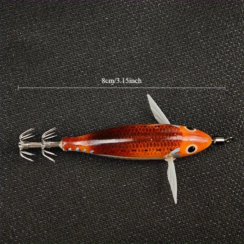 10pcs/set 8cm/ 5.7g Shrimp Fishing Lures Luminous Squid Jig Hook Sea Fishing Accessories Artificial Bait Octopus Lure image 2