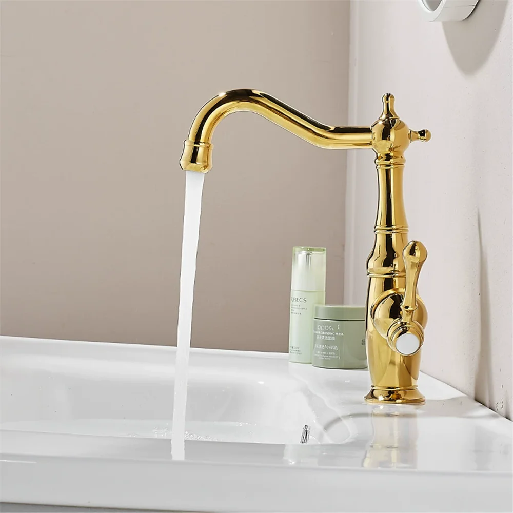 

Gold Tall Torneiras Bathroom Faucet Basin Faucet Sink Faucet Single Handle Hole Faucet Basin Taps Hot Cold Mixer Tap Crane