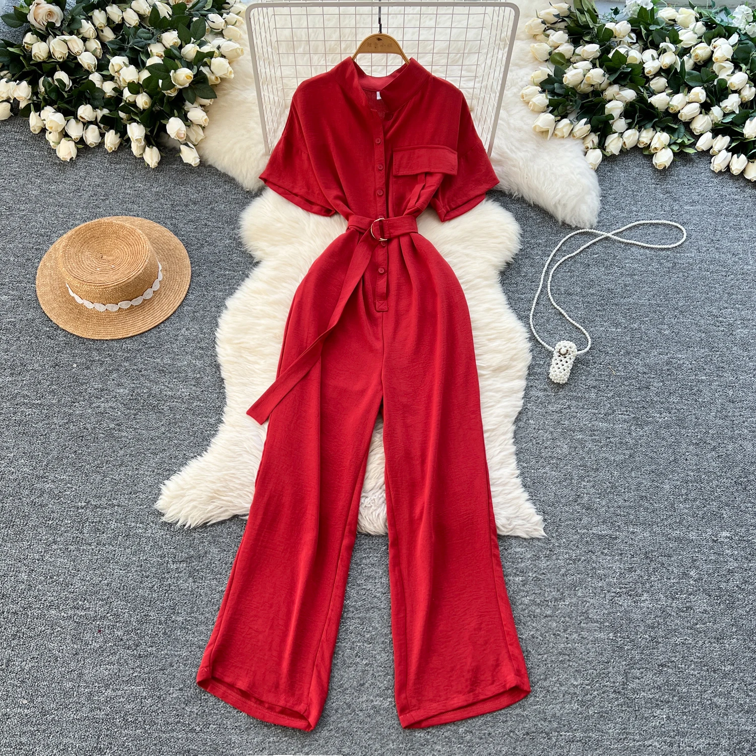 

Chic casual Elegant short sleeve Single Breasted Spliced Ruched Vacation Party office lady Women Summer Vestidos fairycore