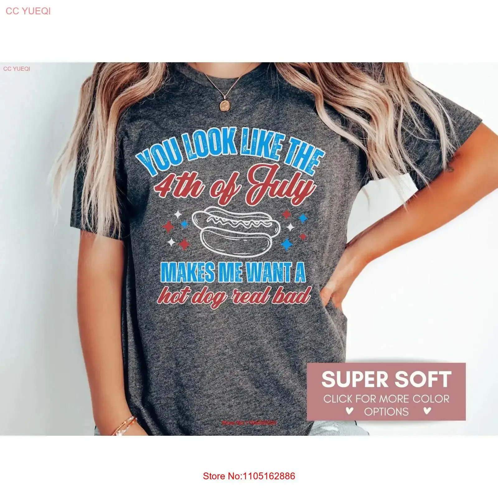 4th Of July T Shirt Cute You Look Like The Makes Me Want A Hot Dog Independence Day Patriotic American Flag vintage Washed