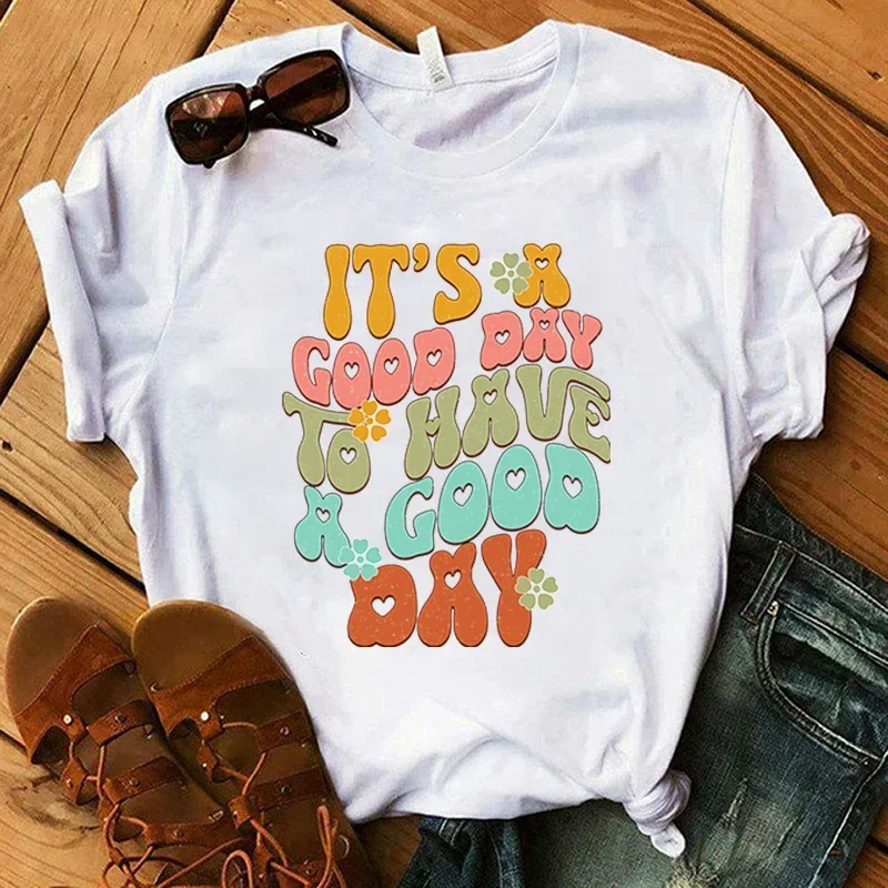 Summer Casual Loose T Shirt Women Men Harajuku Shirts Hot Mental Health It'S A Good Day To Have A Good Day Print T-Shirt 2024