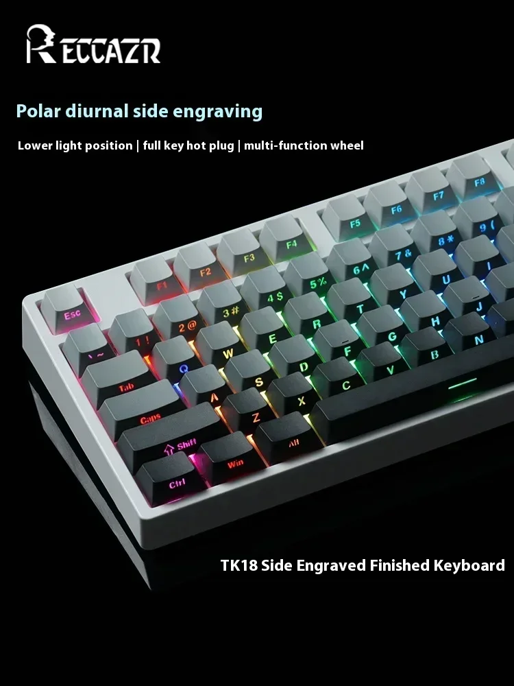 Imagem -02 - Teclado Mecânico Teclado sem Fio Rgb Gaming Hot Swap Pbt Keycaps Personalizar pc Gamer Acessório Tri Mode Reccazr-tk18