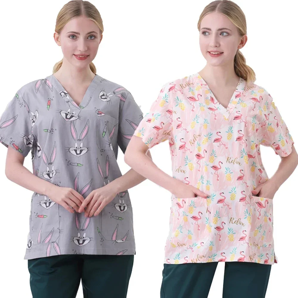 Tops quirúrgicos farmacia enfermería Scrub estampado médico clínica de mascotas mujeres hombres médicos dentista enfermera salón Top Accesorios ropa de trabajo