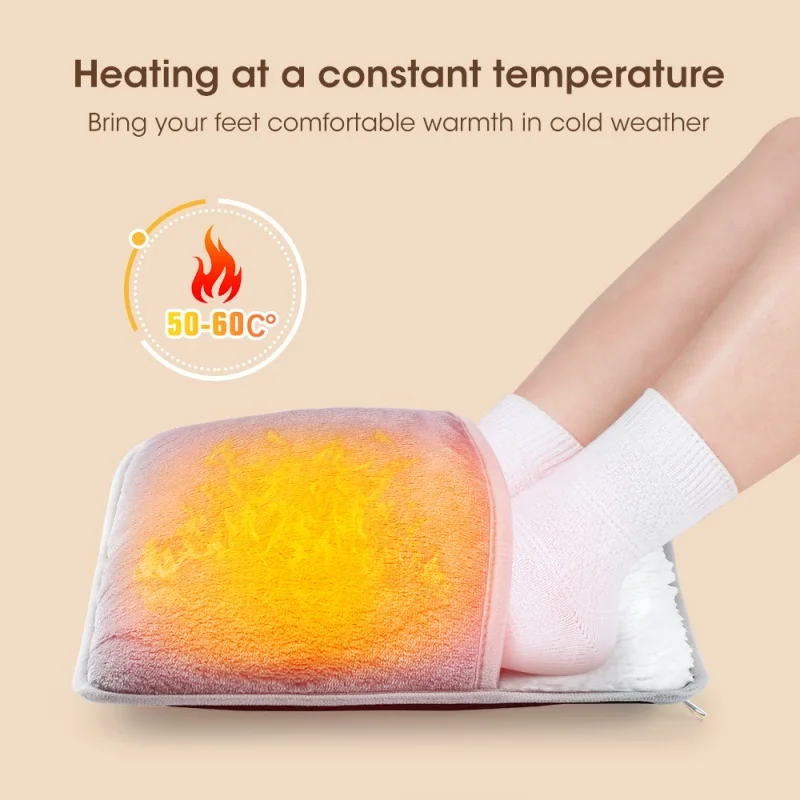 Portable USB Charging Foot Heating Pad Universal Soft Plush Washable Foot Warmer Heater Winter Household Keep Warm Tools