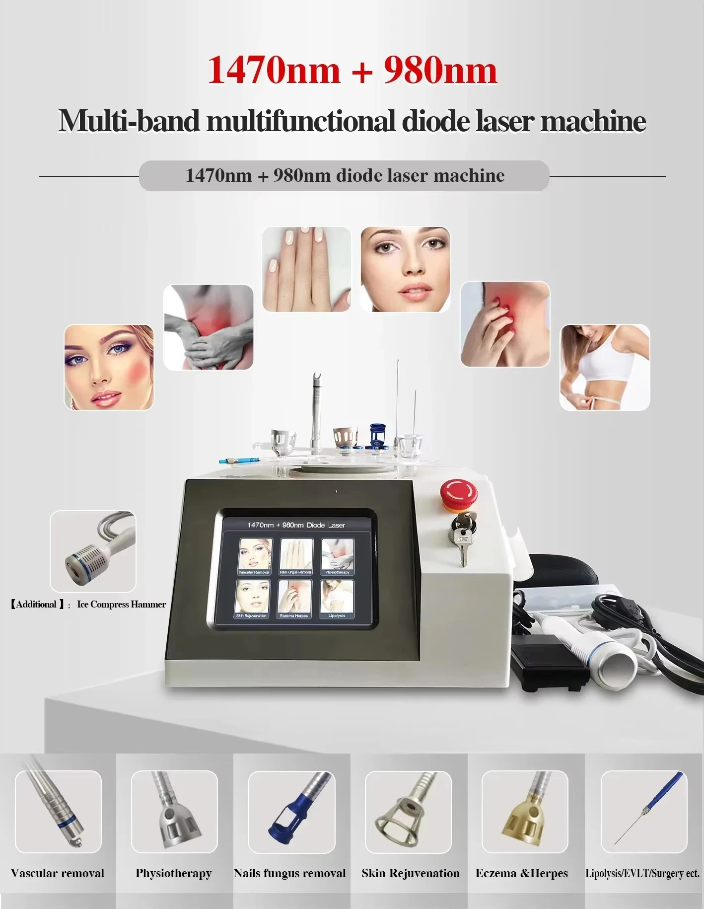 

980Nm Diode Laser Machine 6 IN 1 For Effective Spider Vein And Vascular Removal Nail Commercial USE 2025 3Q