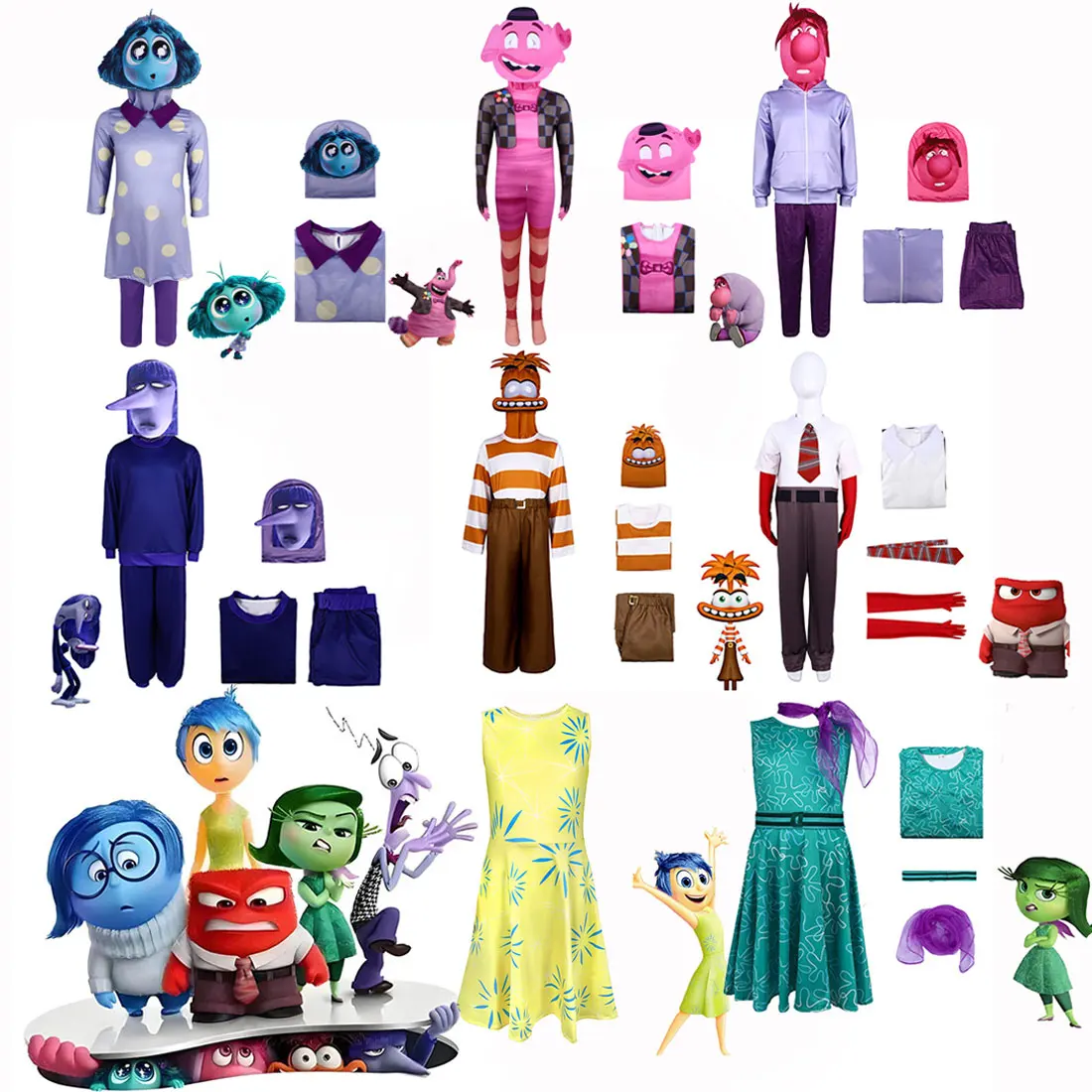 New Movie Inside Out 2 Same Style Clothes for Kids Cartoon Various Emotions Roleplay Costume Girls Halloween Party Suits 3-18T