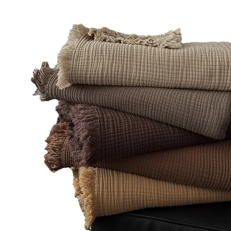 

Maillard color, four layers of gauze, cotton fringed blanket, sofa blanket