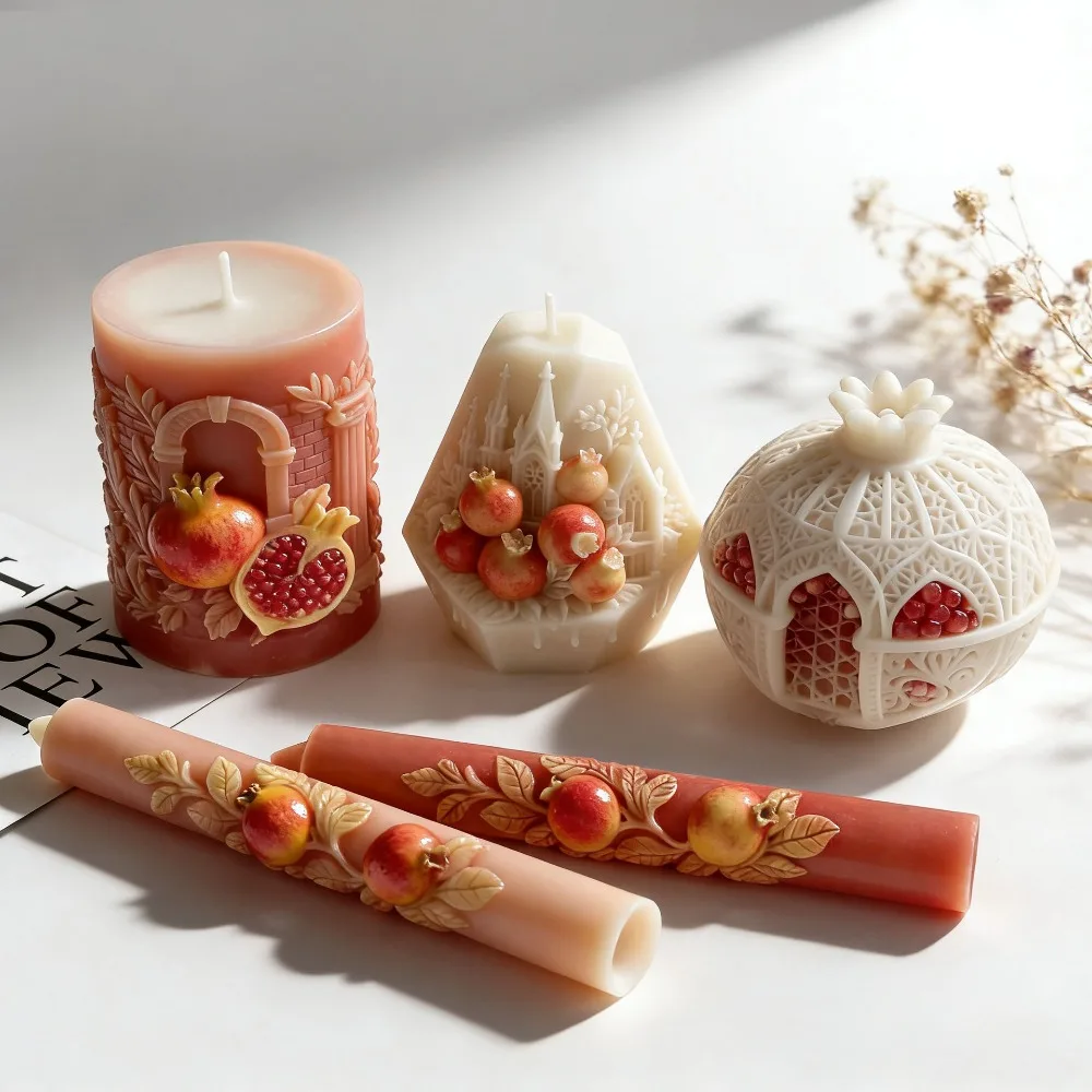 

Pomegranate Embossed Candle Molds DIY Handmade Garden Series Soap Candle Silicone Mold Aroma Ornaments Resin Plaster Mould