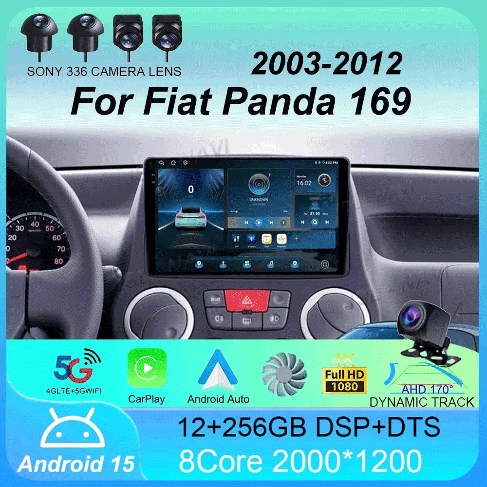 

Car Radio Android 15 For Fiat Panda 169 2003 2004 2005- 2012 Carplay Auto GPS Navigation 360 Camera Stereo 2 Din Video Player BT