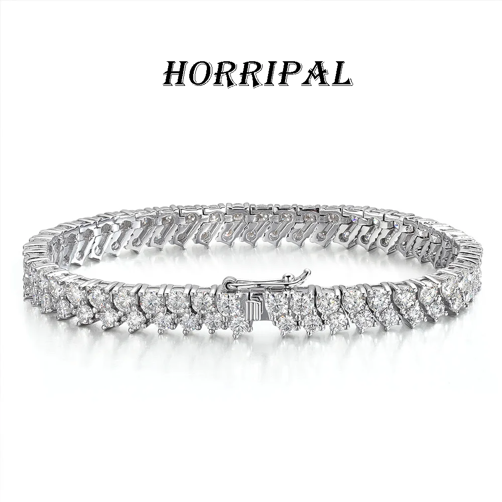 

HORRIPAL Full Moissanite Tennis Bracelet for Women Men S925 sterling Silver GRA Certified Luxury Party Sparkling Fine Jewelry