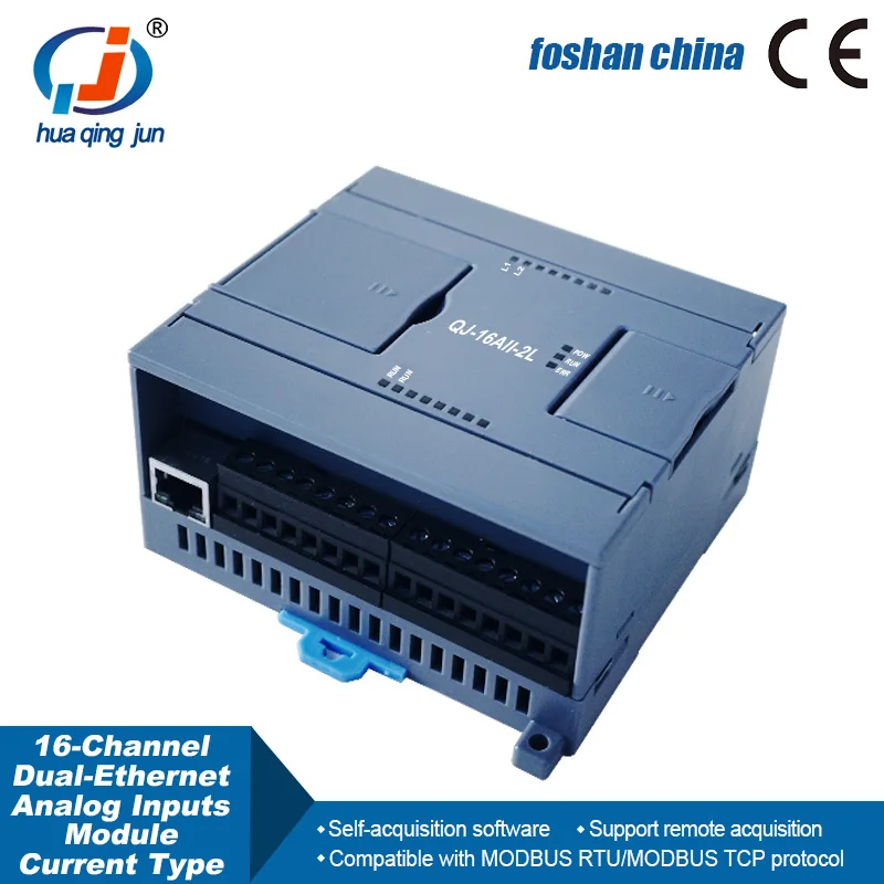 

Huaqingjun 16-Channel Dual Ethernets Analog Input Module 0-20mA Modbus RTU Modbus TCP Supports Cloud Server AI Board for PLC HMI