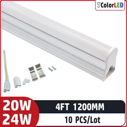 Lámpara Led fluorescente para iluminación del hogar, tubo led integrado T5, voltaje de entrada de AC85-265V, 4 pies, 1200mm, 20W, 24W, 10 unidades por lote