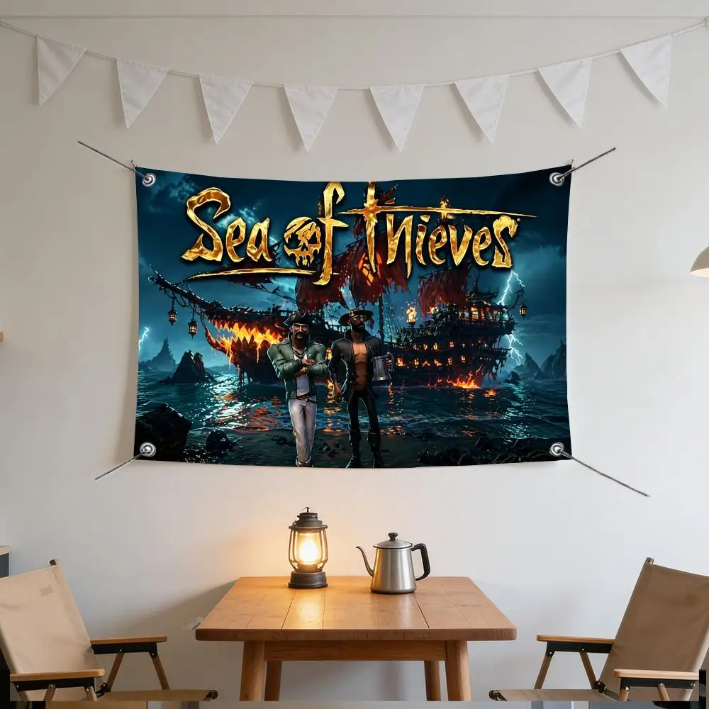 Game Pirate S-Sea of Thieves Online Flags Specialized for indoor and outdoor home decorations, outdoor camping, and bar parties