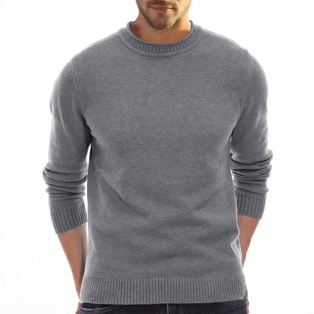 

Men's Spring Autumn Knitted Inner Wear Long Sleeve Sweater Round Neck Pullover