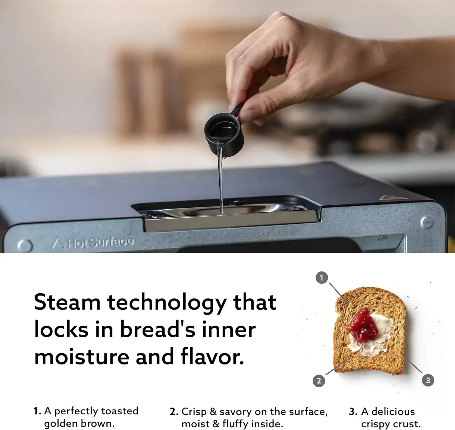 The Toaster | Steam Oven Toaster | 5 Cooking Modes - Sandwich Bread, Artisan Bread, Pizza, Pastry, Oven | Compact Design