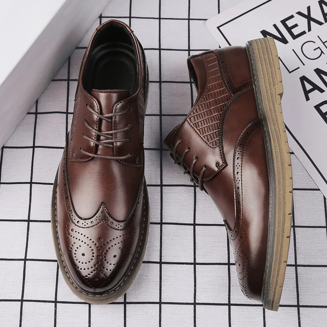 Spring Autumn Man Dress Shoes High Quality Leather Lace up Men Casual Shoes Smart Business Office Work Footwear Outdoor Men Shoe Leather Casual Shoes AliExpress