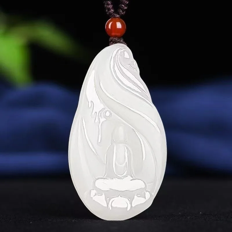 Natural Afghanistan Baiyu Wu Dao Pendant Pendant Men and Women's Men and Women Couple Couple Genuine Gift To Buddhist Pendants